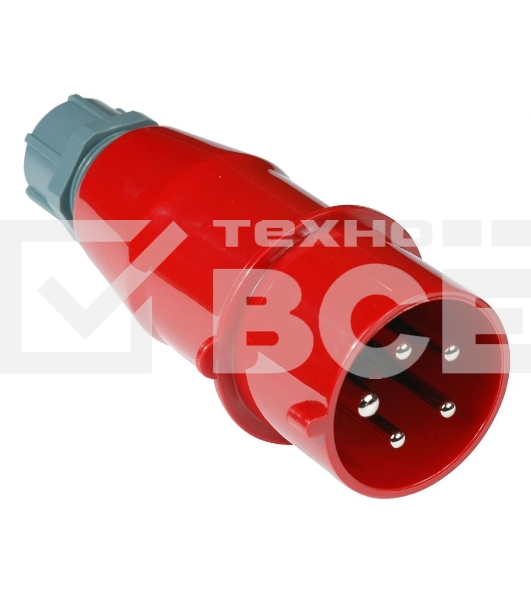 Вилка Lanmaster LAN-IEC-309-32A3P/M трехфазная папа 32A 380V разборная красная