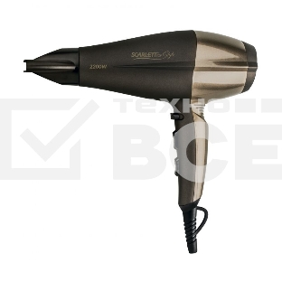 Фен Scarlett SC-HD70I26 мощность 2200Вт ионизация, подача холодного воздуха режимов нагрева: 3 скоростей: 2 мокко