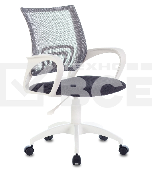 Кресло компьютерное Бюрократ CH-W695NLT TW-04 TW-12 темно-серый, сетка/ткань, крестовина пластик, пластик белый