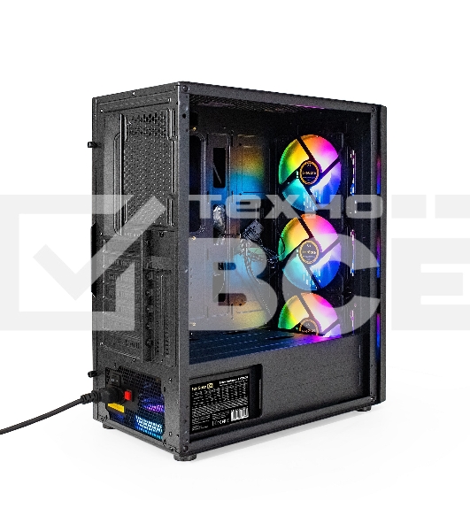 Компьютерный корпус Miditower ExeGate EVO-9205-EVO800 (ATX, БП EVO800RGB с вент. 12 см, с окном, 1*USB+1*USB3.0, аудио, черный, 3 вент. 12см с RGB подсветкой)