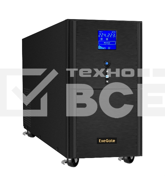 Источник бесперебойного питания (инвертор, синус, для котла) ExeGate SineTower SN-5000.LCD.AVR.2SH.1C13.T.RJ.USB <5000VA/4000W, чистая синусоида, LCD дисплей, AVR, 2*Schuko+1*C13+1*ternimal, RJ45/11, USB, линейно-интерактивный, Black>