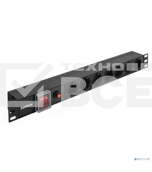 Блок розеток горизонтальный ExeGate ServerPro PDU-19H702 Al-7S-C14-SW-O, 19
