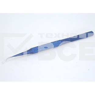 Титановый пинцет TB-11 заострённый синий 140мм с загнутым кончиком