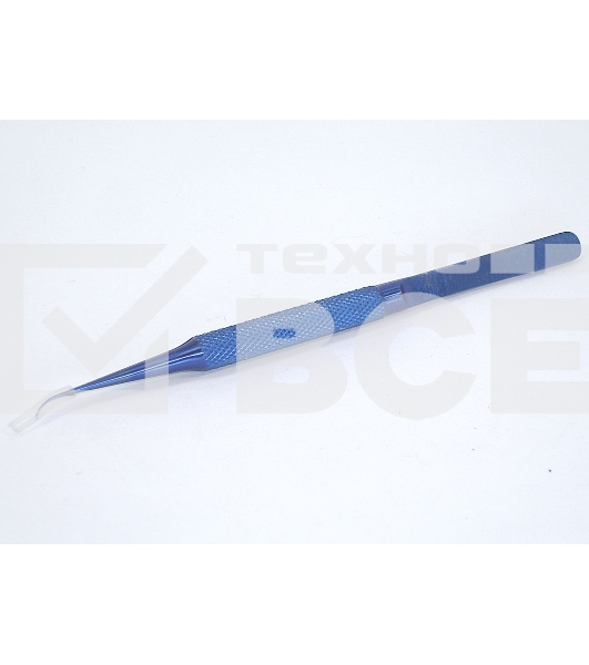 Титановый пинцет TB-11 заострённый синий 140мм с загнутым кончиком