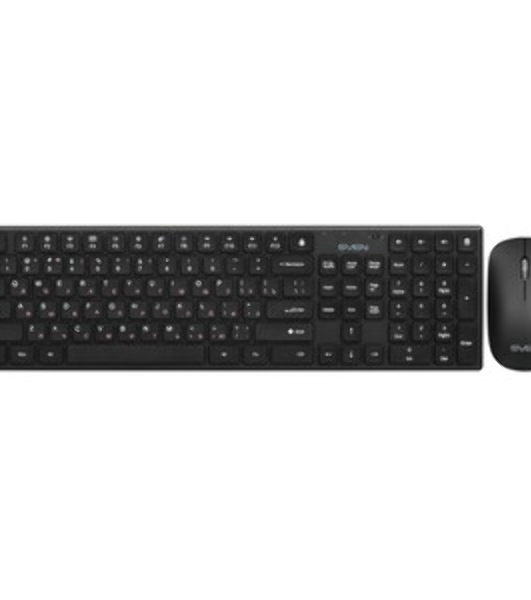 Комплект беспроводной SVEN ножничная клавиатура + мышь KB-C2550W черный (109 кл.,12Fn, 1000DPI, 2+1 кл.)