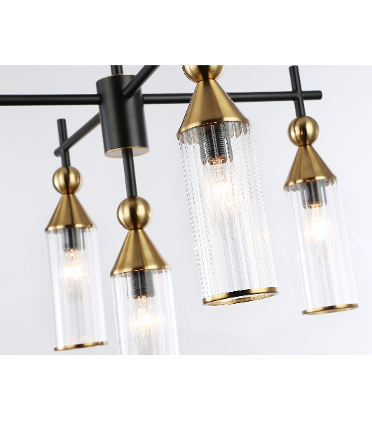 Люстра Ambrella light LH55256/5 BK/BS/CL черный/латунь/прозрачный E14*5 max 40W D520*520