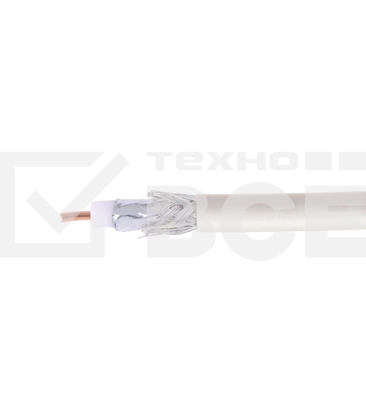 Кабель коаксиальный Cablexpert, RG-6U-CS-1, 75 Ом, 64%, 0.8 мм, CCS, белый, 100 м