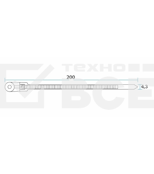 Хомут-стяжкa нейлоновая под винт Rexant 200x4,3 мм, черная, упаковка 100 шт.