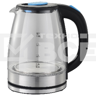 Чайник электрический Starwind SKG2050 1.8л. 1800Вт черный/серебристый (корпус: стекло)