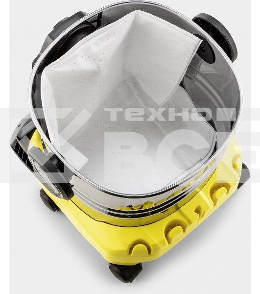 Строительный пылесос Karcher WD 6 P S V-30/6/22/T желтый, 1300 Вт, уборка сухая/сбор воды, пылесборник мешок/контейнер, 30 л