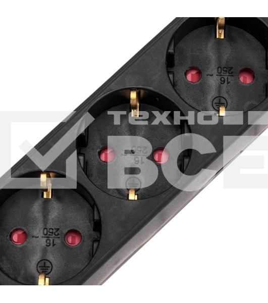 Удлинитель STANDARD 5 гнезд, 5м, 3х1,0мм², с/з, с выключателем, черный REXANT