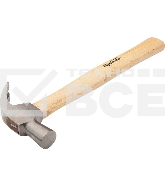 Молоток-гвоздодер Sparta 225 г, боек 22 мм, деревянная рукоятка