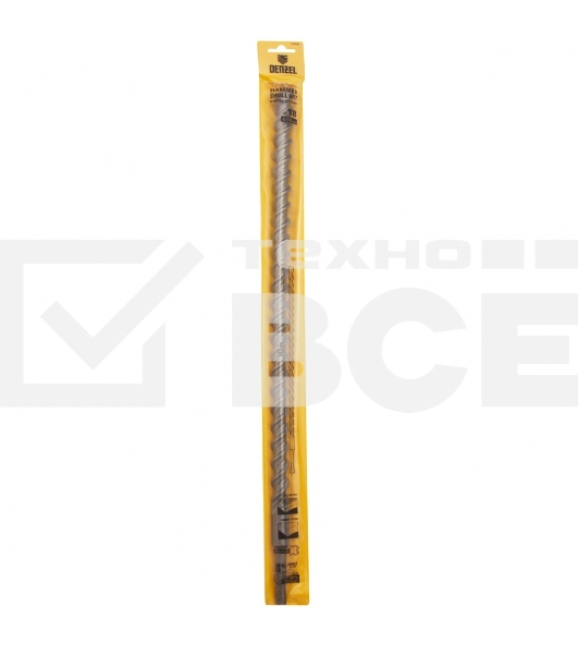 Бур по бетону, двойная спираль, Cobalt W-tip, 18x600 мм, SDS PLUS Denzel