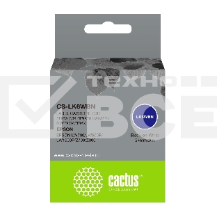 Картридж ленточный Cactus CS-LK6WBN черный, 24мм, 9м для Epson LW700/LW600P/LW1000P/Z700/Z900