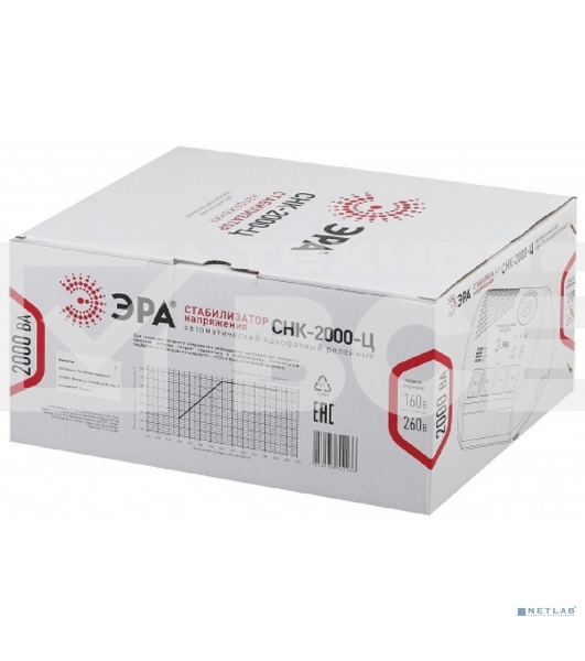 ЭРА Стабилизатор напр. компакт, ц.д., 160-260В/220В, 2000ВА (4/48)