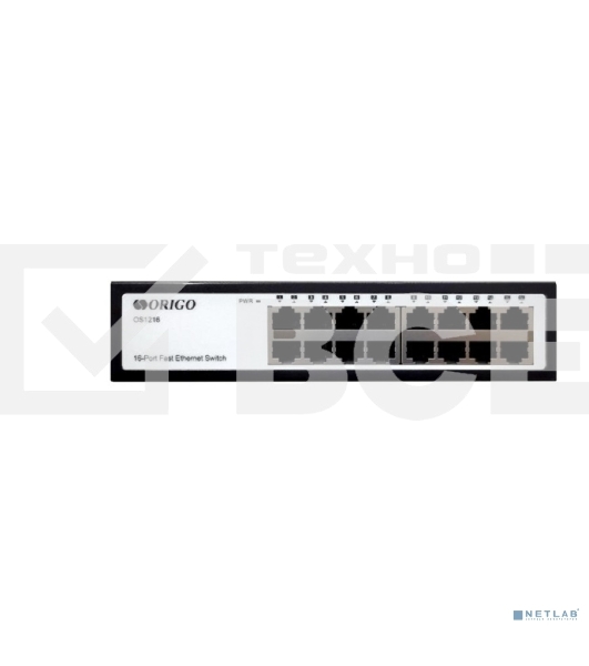 Неуправляемый коммутатор ORIGO OS1216/A1A 16x100Base-TX, корпус металл