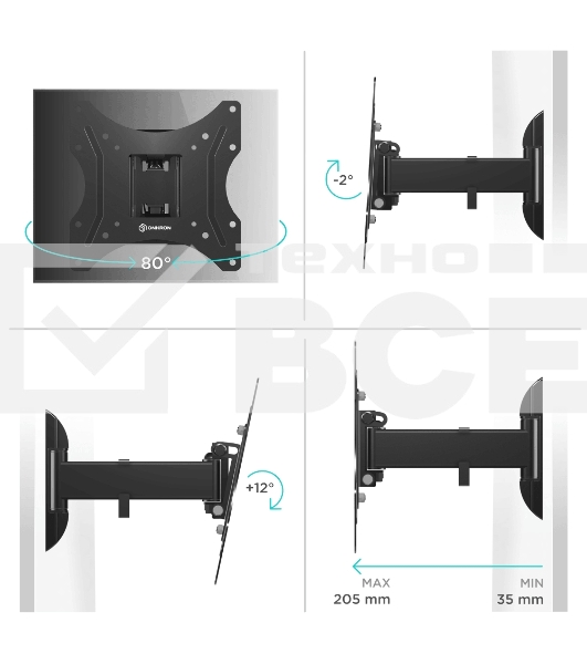 Кронштейн ONKRON M2S для телевизора 17