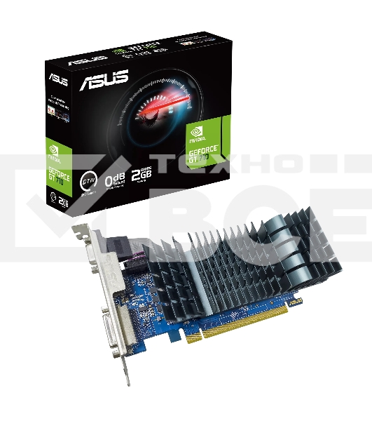 Видеокарта Asus PCI-E GT710-SL-2GD5-BRK-EVO NVIDIA GeForce GT 710 2Gb 64bit GDDR5 954/5012 DVIx1 HDMIx1 CRTx1 HDCP Ret low profile
