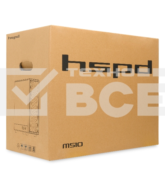 Компьютерный корпус без блока питания HSPD M510, Mesh Mid Tower, черный, TG, 0.5 SPCC, no fans ATX, mATX, mITX 180/280/160мм 1x2.5', 1x3.5', 7xPCI 1xUSB-A 3.0, 1xUSB-A 1.0 517x277x418мм