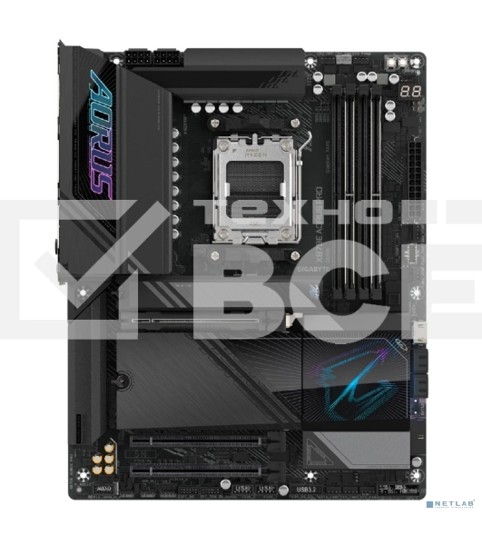 Материнская плата Gigabyte X870E AORUS PRO, AM5, AMD X870E, 4xDDR5, 4xSATA, 4xM.2, 1xPCI-E 5.0 x16, 1xPCI-E 4.0 x4, 1xPCI-E 3.0 x4, 1xHDMI, 1xUSB-C (DP), 1x 2.5Gb LAN, 2xUSB-A 2.0, 4xUSB-A 3.2 Gen 1, 3xUSB-A 3.2 Gen 2, 2xUSB-C 3.2 Gen 2 (USB4), 2x3.5 мм, 
