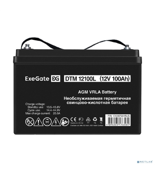 Аккумуляторная батарея ExeGate DTM 12100L (12V 100Ah, болт М6)