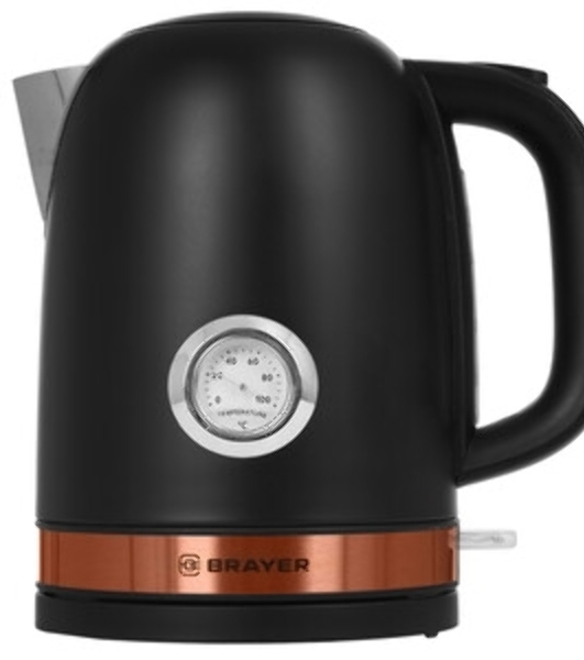 Чайник электрический BRAYER BR1005BK 2200 Вт.1.7 л, STRIX, сталь окраш, термометр, черный