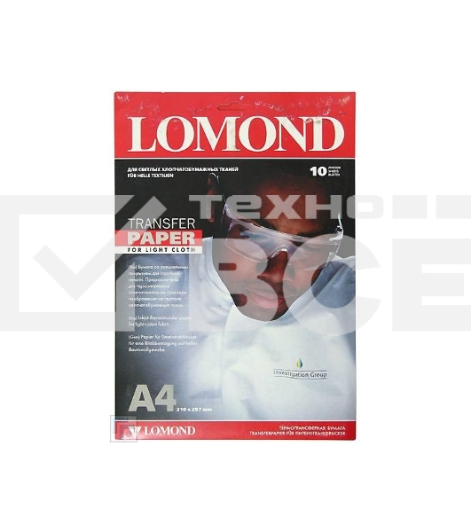 Термотрансфер Lomond 0808411 A4/140г/м2/10л./белый для струйной печати