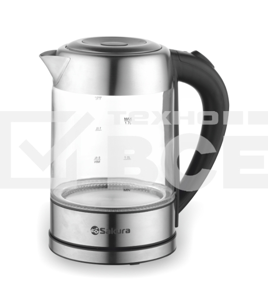 Чайник электрический Sakura SA-2720SBK (1.7) стекл нерж подсв