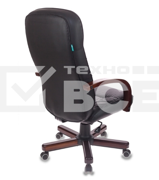 Кресло руководителя Бюрократ T-9908/WALNUT черный, кожа, крестовина металл