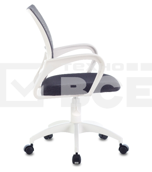 Кресло компьютерное Бюрократ CH-W695NLT TW-04 TW-12 темно-серый, сетка/ткань, крестовина пластик, пластик белый