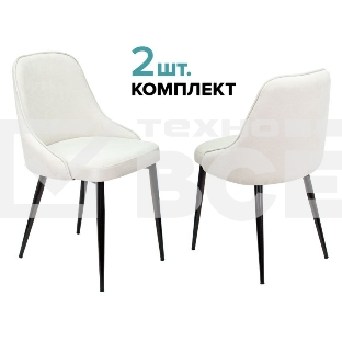 Стул для кухни Бюрократ KF-5_2 Velvet 20 комплект 2шт, молочный, металл черный на ножках (KF-5/VELV20_2)