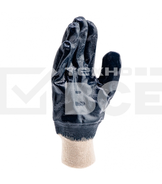 Перчатки трикотажные Сибртех с обливом из бутадиен-нитрильного каучука, манжет, L