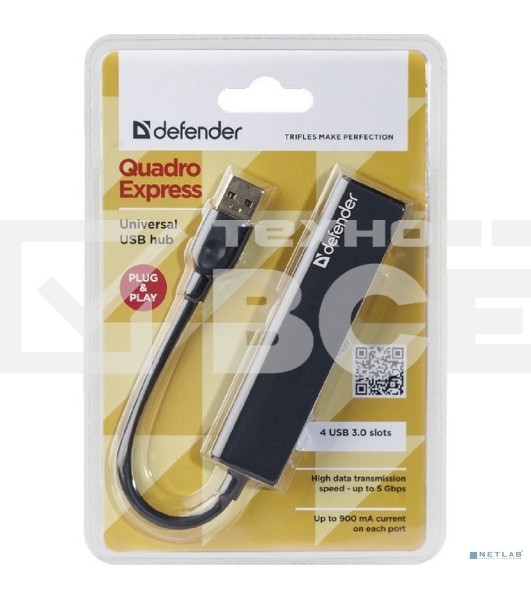 Универсальный USB Defender разветвитель Quadro Express USB3.0, 4 порта