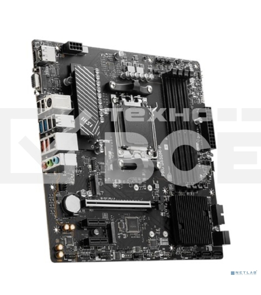 Материнская плата MSI PRO B650M-P, AM5, AMD B650, 4xDDR5, 4xSATA, 2xM.2, 1xPCI-E 4.0 x16, 2xPCI-E 4.0 x1, 1xHDMI, 1xDP, 1xVGA, 1x2.5Gb LAN, 2xUSB 3.2 Gen 1, 2xUSB 3.2 Gen 2, 3x3.5 мм, 7.1, Micro-ATX