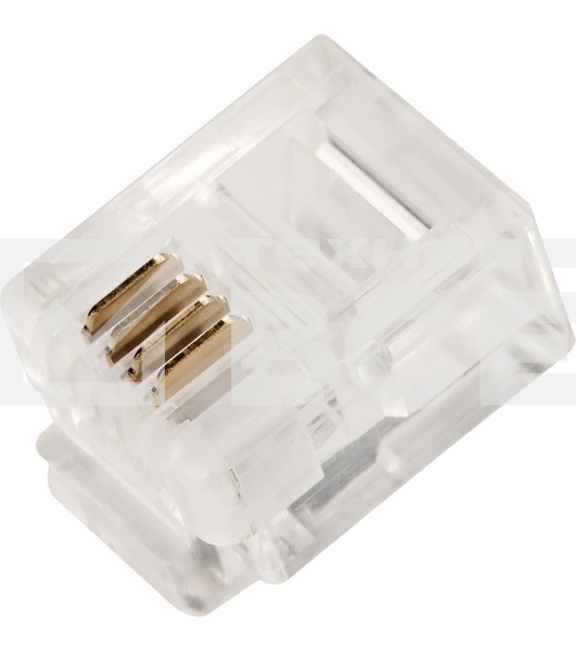 Коннектор Lanmaster TWT-PL12-6P4C/JR100, UTP кат.3 RJ12, прозрачный (упак.:100шт)