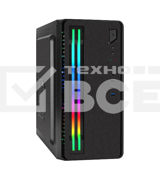 Компьютерный корпус Minitower ExeGate mEVO-7805 (mATX, без БП, 2*USB+1*USB3.0, аудио, черный, с 2*RGB подсветкой)
