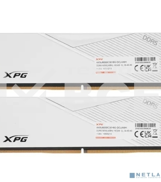 Оперативная память XPG Lancer, DDR5, 32GB (2x16GB), 6000MHz, CL30, DIMM, с радиаторами, белый