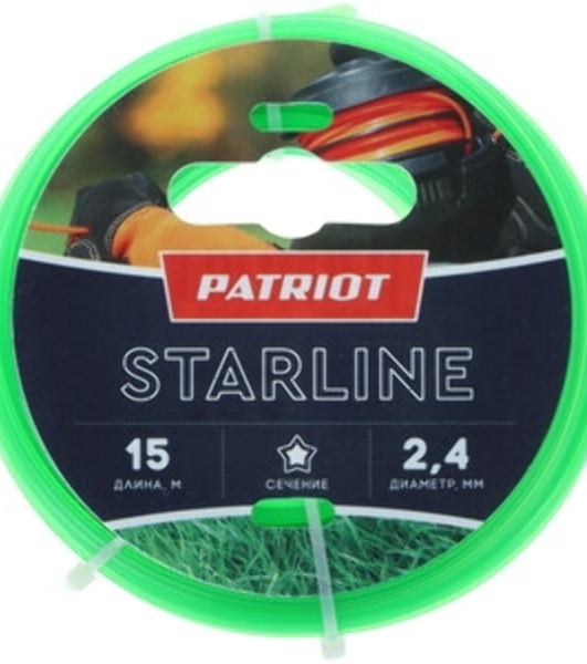 Леска для садовых триммеров Patriot Starline d=2.4мм L=15м (805201061)
