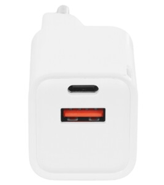 Сетевое зарядное устройство PERFEO с двумя разъемами USB-A+TYPE-C, 20W, серый