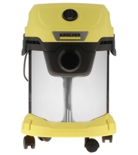 Строительный пылесос Karcher WD 3 S V-17/4/20 желтый, 1000 Вт, уборка сухая/сбор воды, пылесборник мешок/контейнер, 17 л