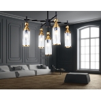 Люстра Ambrella light LH55256/5 BK/BS/CL черный/латунь/прозрачный E14*5 max 40W D520*520, фото 1