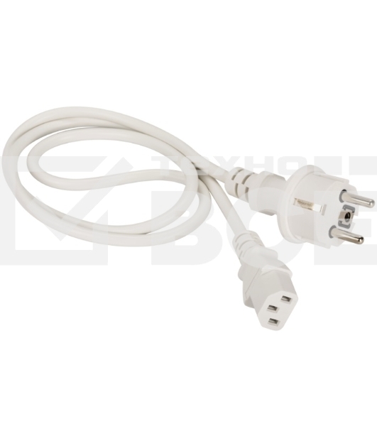 Шнур питания C13-Schuko, 3х0.75, 220В, 10А, белый, 3 метра