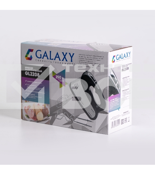 Миксер электрический Galaxy GL 2208, черный с серебристым, ручной, 250 Вт, 5 скоростей + режим 