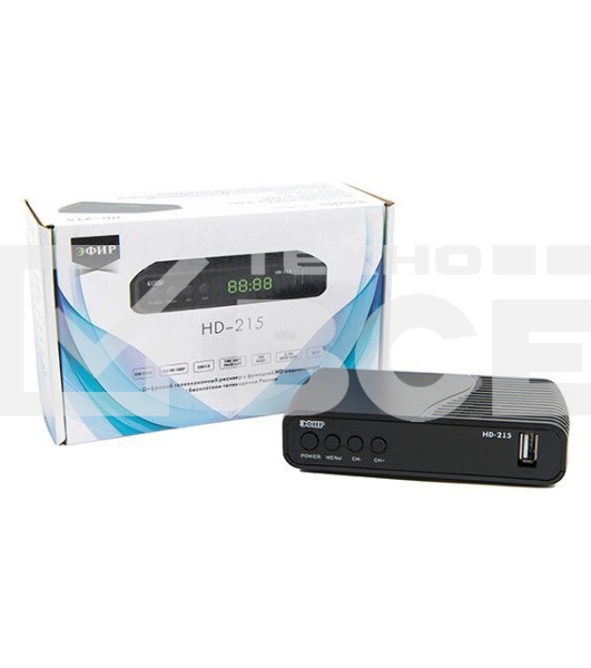 Ресивер эфирный цифровой Эфир DVB-T2 HD HD-215 пластик, дисплей DOLBY DIGITAL,