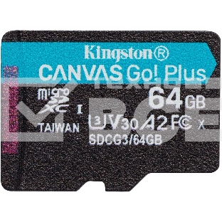 Флеш карта Kingston 64GB microSDXC Canvas Go Plus 170R A2 U3 V30 Single Pack w/o ADP EAN: 740617301175