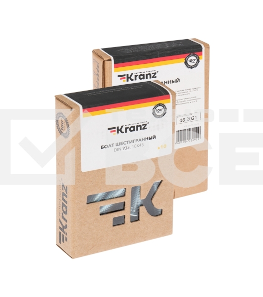 Болт шестигранный KRANZ DIN 933, 10х45, упаковка поставщика ( 24 кг. / 700 шт.)