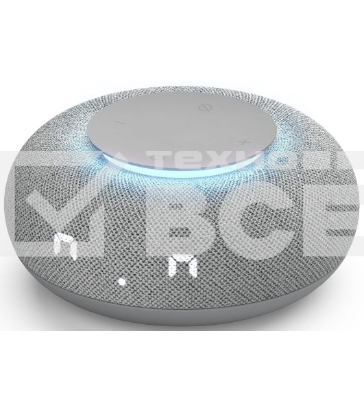 Умная колонка VK Капсула Мини 5Вт, с голосовым ассистентом Маруся, с LED-часами, светло-серый