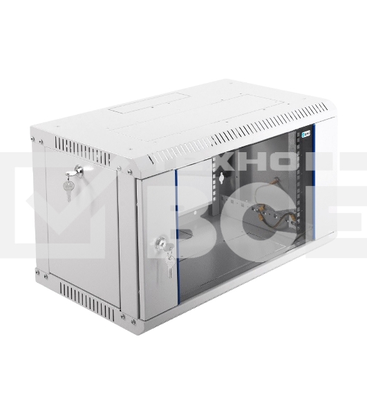 Шкаф настенный ЦМО ШРН-Э-6.350 6U 600x350мм пер.дв.стекл несъемные бок.пан. серый