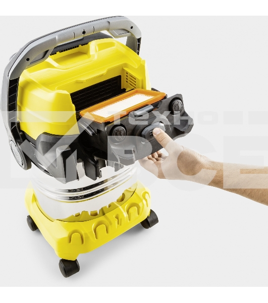Строительный пылесос Karcher WD 6 P S V-30/6/22/T желтый, 1300 Вт, уборка сухая/сбор воды, пылесборник мешок/контейнер, 30 л