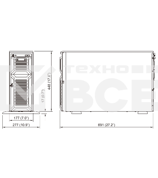 Серверный корпус 4U, ATX /E-ATX, Tower,8x3.5